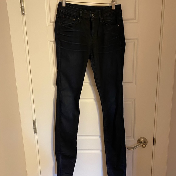 🖤G-Star Raw🖤 Size 27 Mid-rise Black/Dark Wash Straight Leg Jeans - Picture 2 of 5